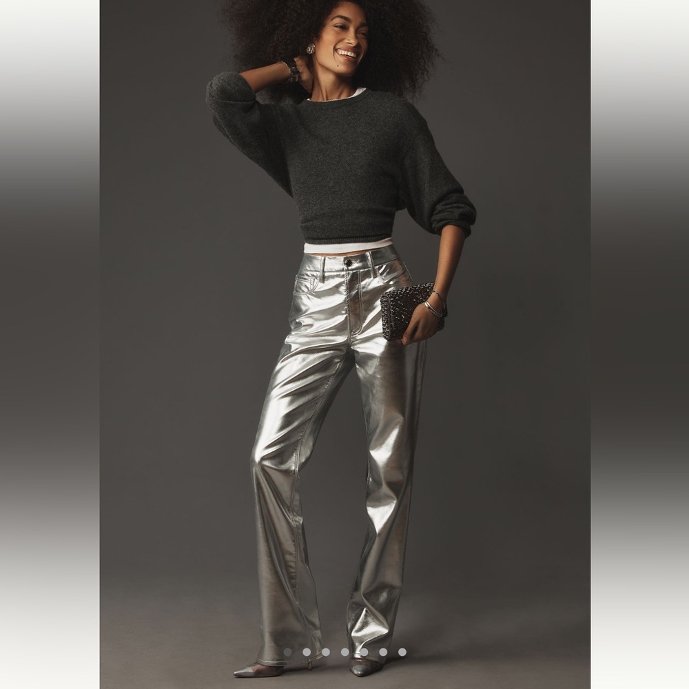 Good American Good Icon Metallic Faux Leather Pants